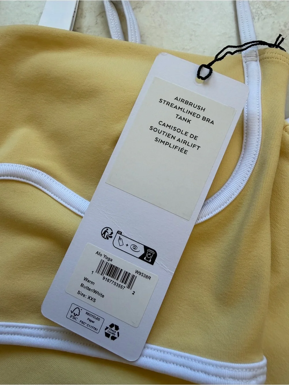 ALO YOGA Butter White Airbrush Streamlined Bra Tank and Skirt Size XXS